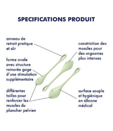 Set de 3 boules de geisha vert pastel Yoni Power 2 Satisfyer - CC597752